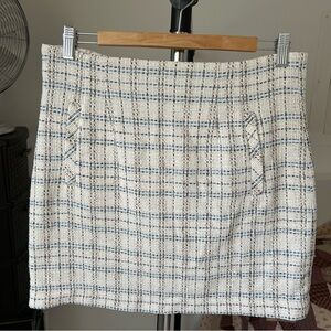 Veronica Beard Roman Checked Plaid Tweed Mini Skirt 10